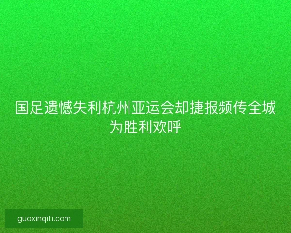 国足遗憾失利杭州亚运会却捷报频传全城为胜利欢呼